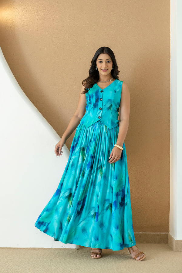 SIMRAN AQUA BLUE SKIRT