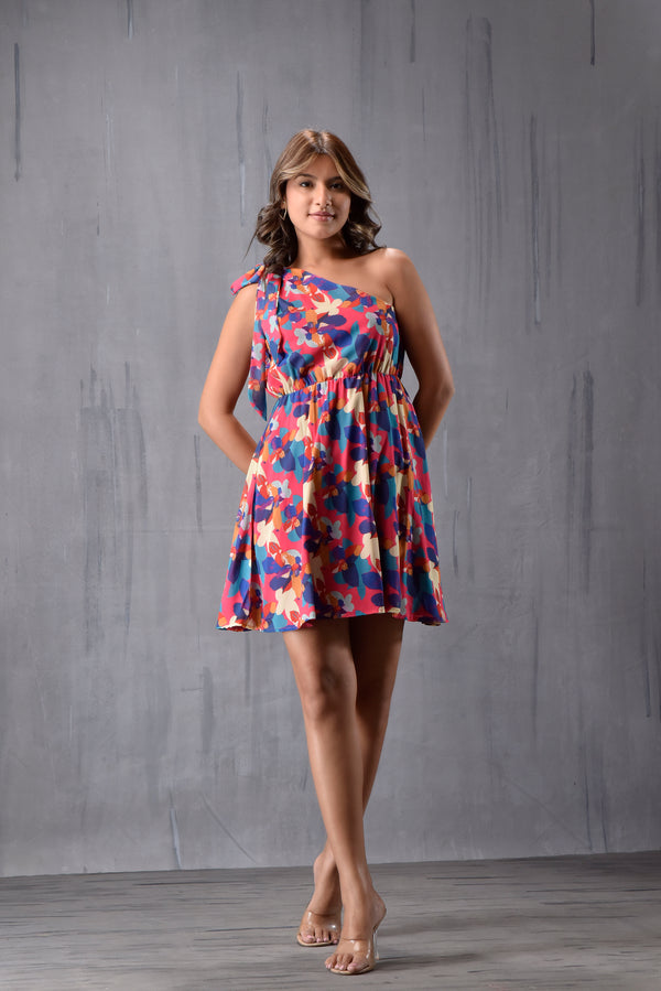 One Shoulder Off Tieup Dress